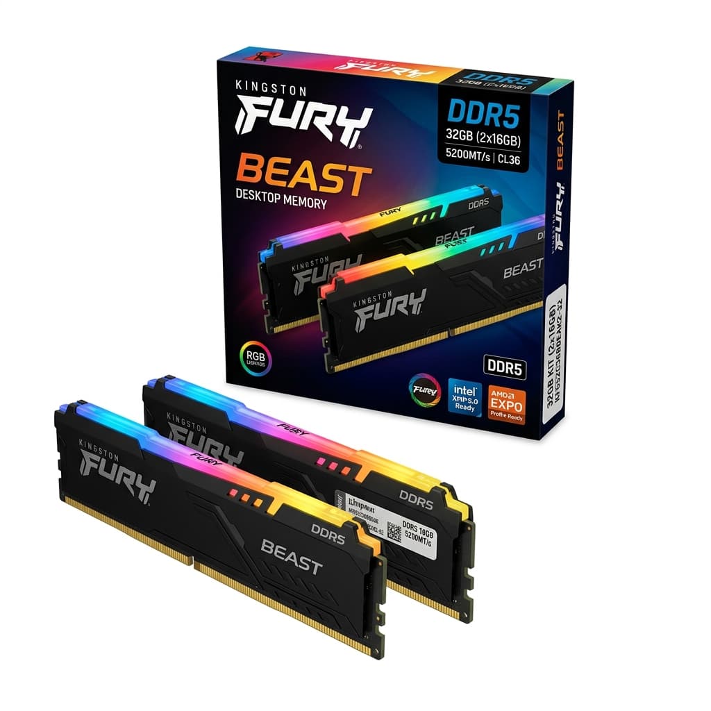 Kingston Fury Beast 32GB (2x16GB) DDR5 5200MHz RGB